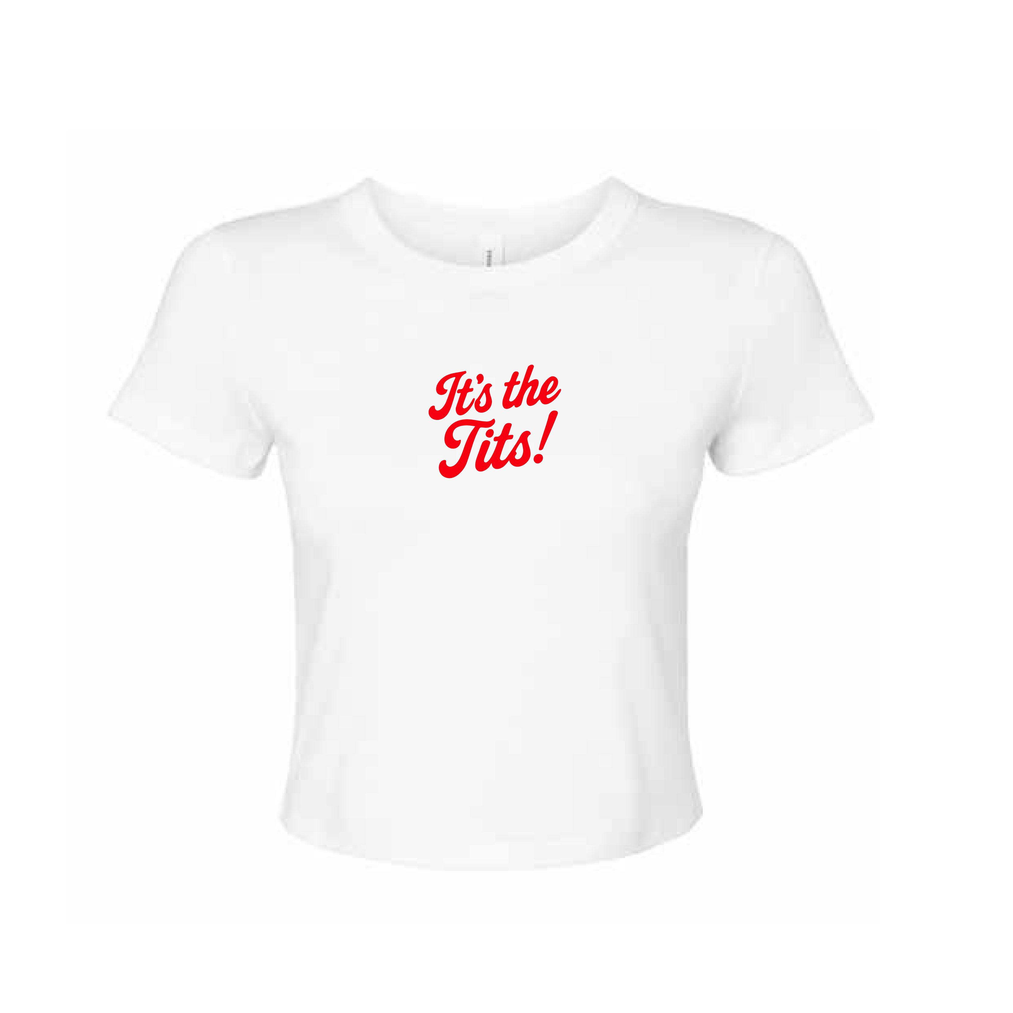 Womens Cropped & fitted Bella + Canvas baby tee with red screen print